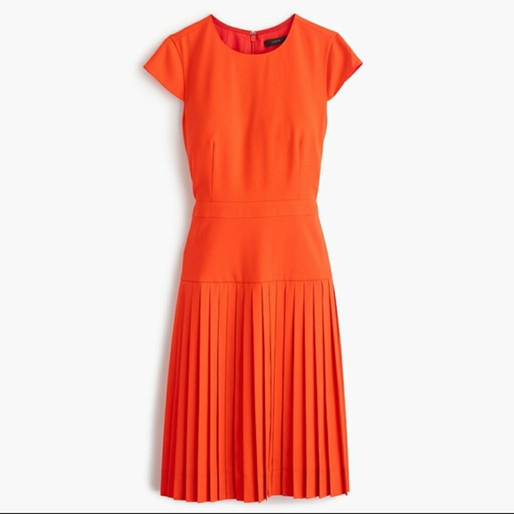 J Crew pleated dress, coral, 4P